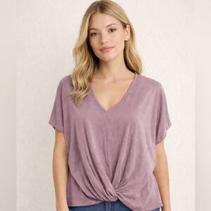 Lavender field Mauve V-Neck flowy Blouse size small